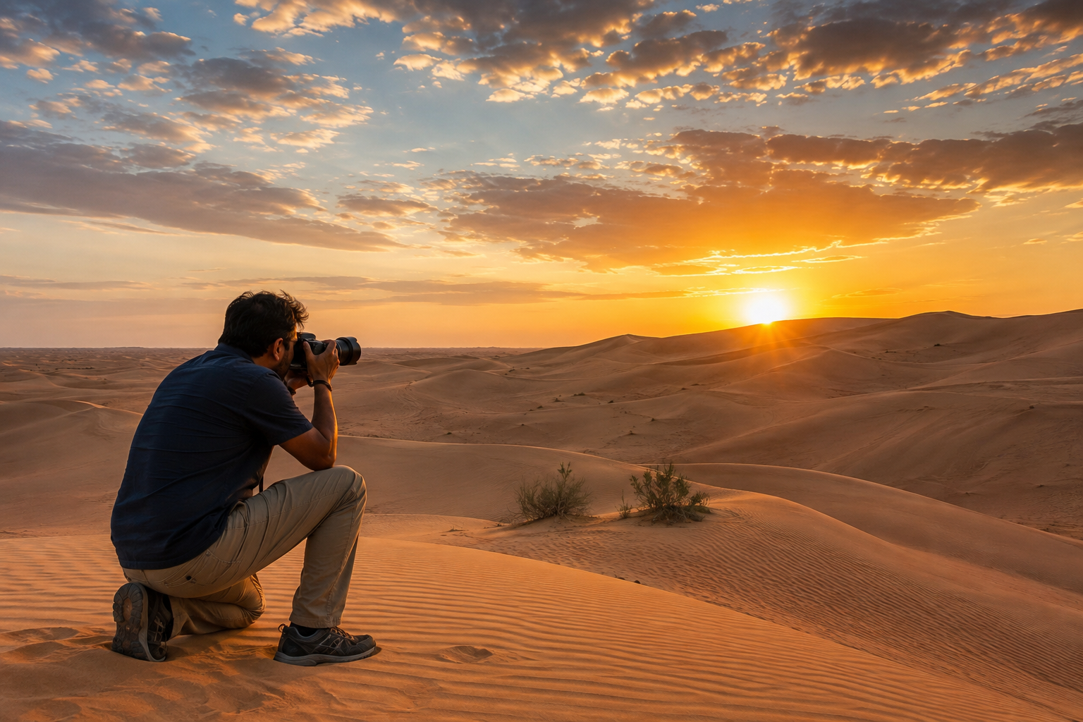 Desert safari photography in Abu Dhabi at sunset